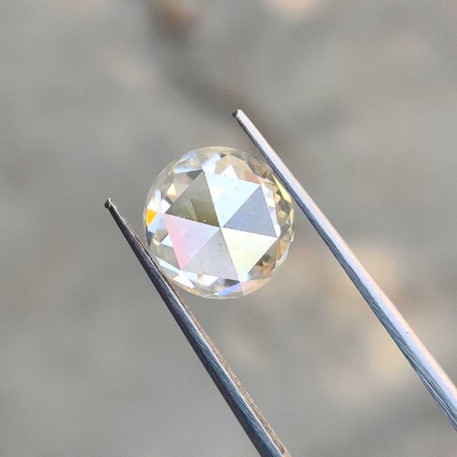 Loose Moissanite Salt & Pepper Off White Clean Rose Cut Round 8.50 MM
