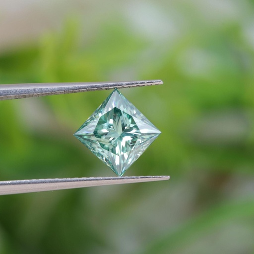 Loose Moissanite Salt & Pepper Green Clean Princess Cut 8.70 MM