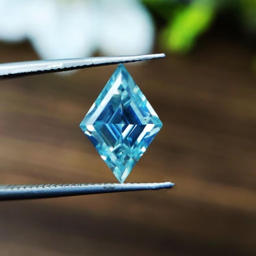 Loose Moissanite Fancy Blue Clean Lozenge Cut 6.85 x 5.20 MM